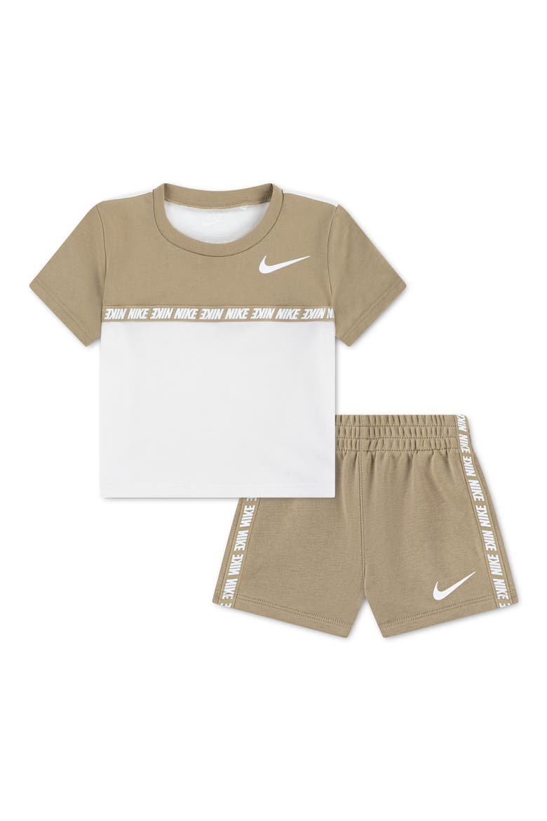 Colorblock Taping Tee & Shorts Set, Main, color, PARACHUTE BEIGE