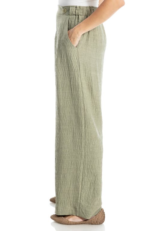 Max Studio Pleated Woven Pants In Green