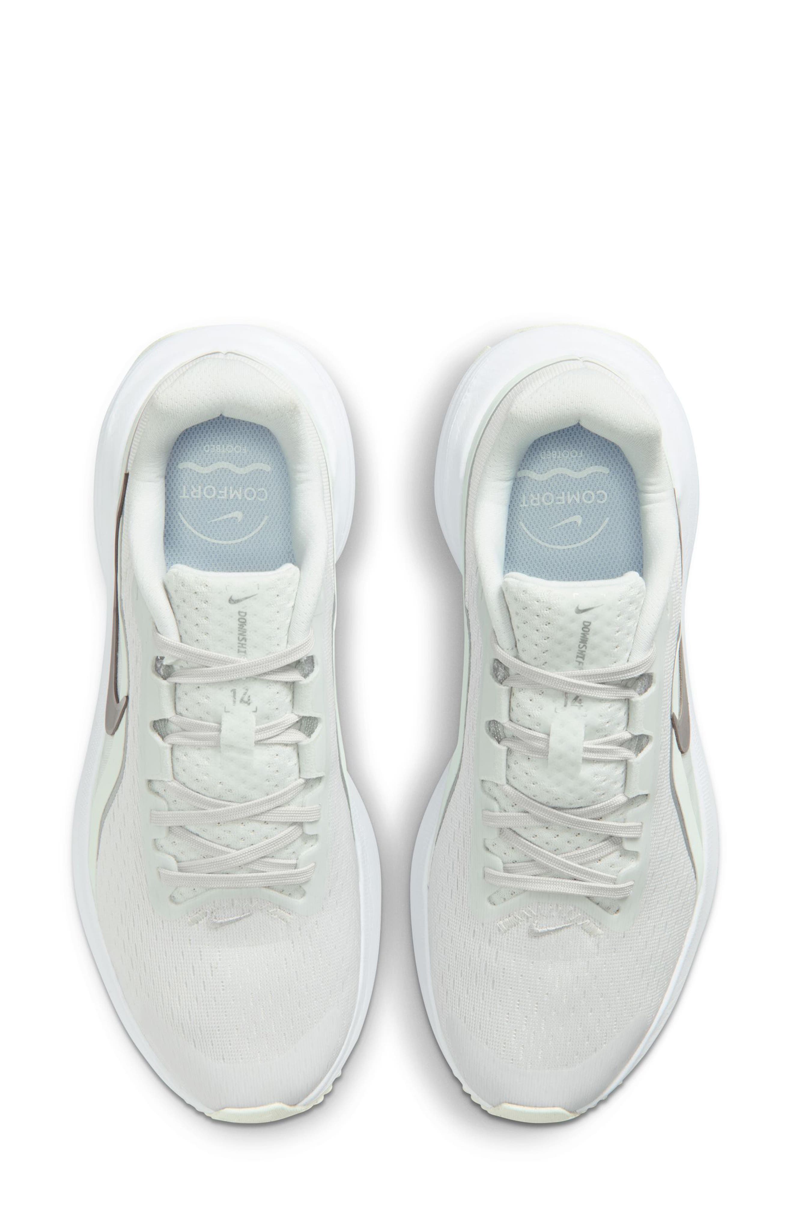 Downshifter 14 Running Shoe, Alternate, color, WHITE/ SILVER/ BARELY GREEN