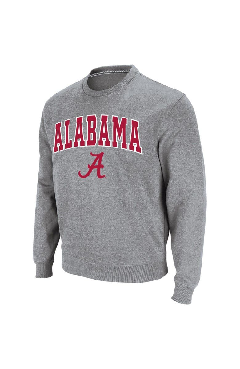 COLOSSEUM Men's Colosseum Heathered Gray Alabama Crimson Tide Arch & Logo Crew Neck Sweatshirt, Alternate, color, Heather Gray