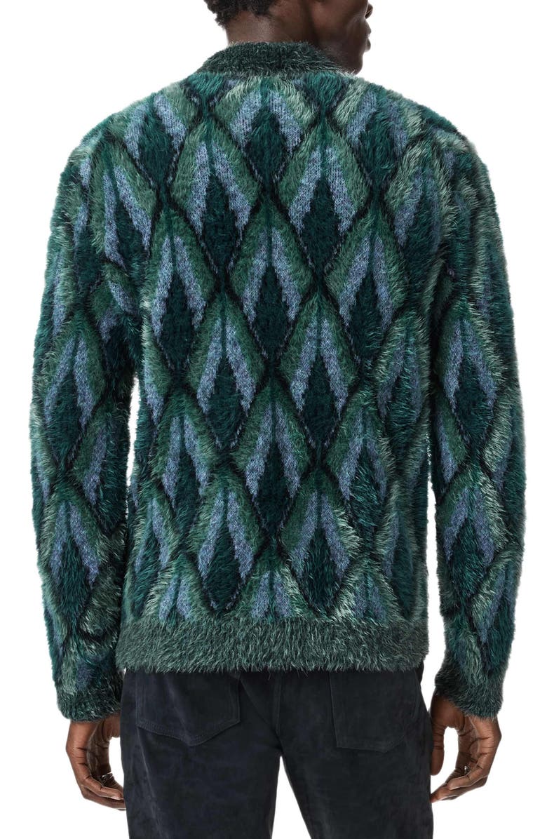 John Varvatos Fardella Abstract Fuzzy Cardigan, Alternate, color, Peacock Blue