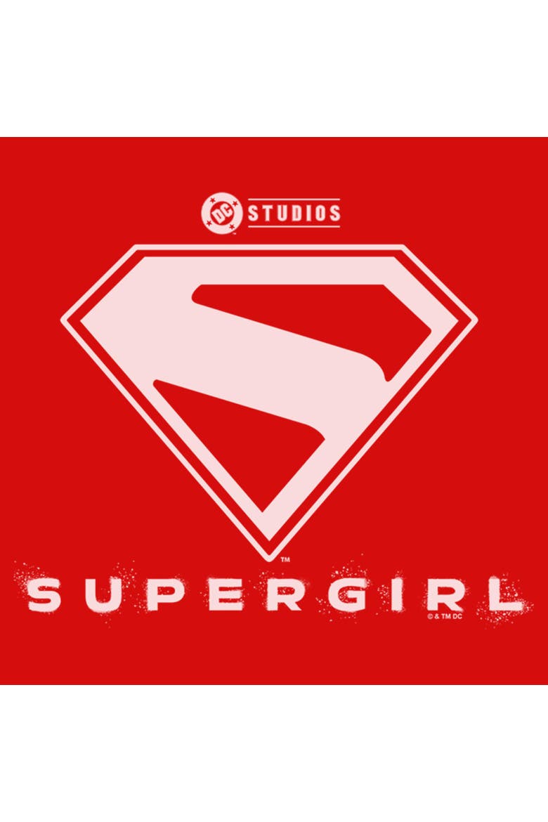 Girl's Supergirl Official Shield White Logo  Graphic T-Shirt, Alternate, color, Red