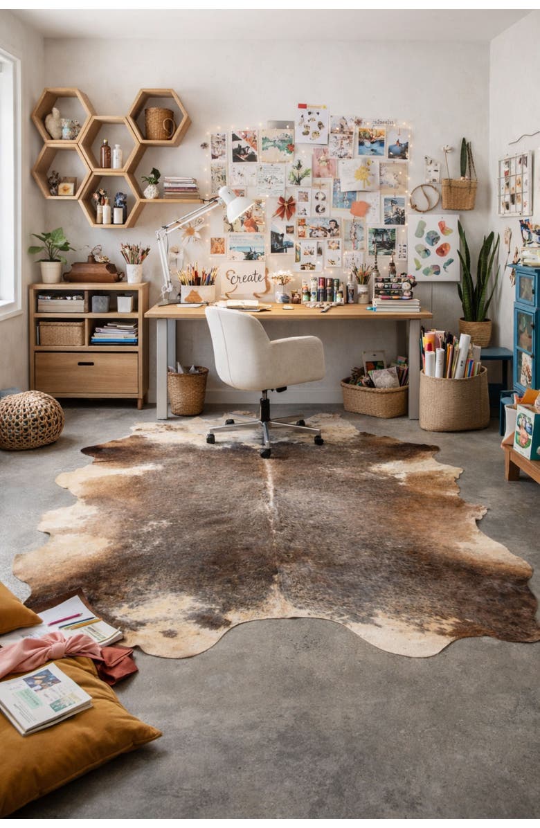 Rhacam Eco Hides RH Rugs Frances Brown Speckled Cowhide Rug 8'7" × 6'7", Alternate, color, Brown Speckled