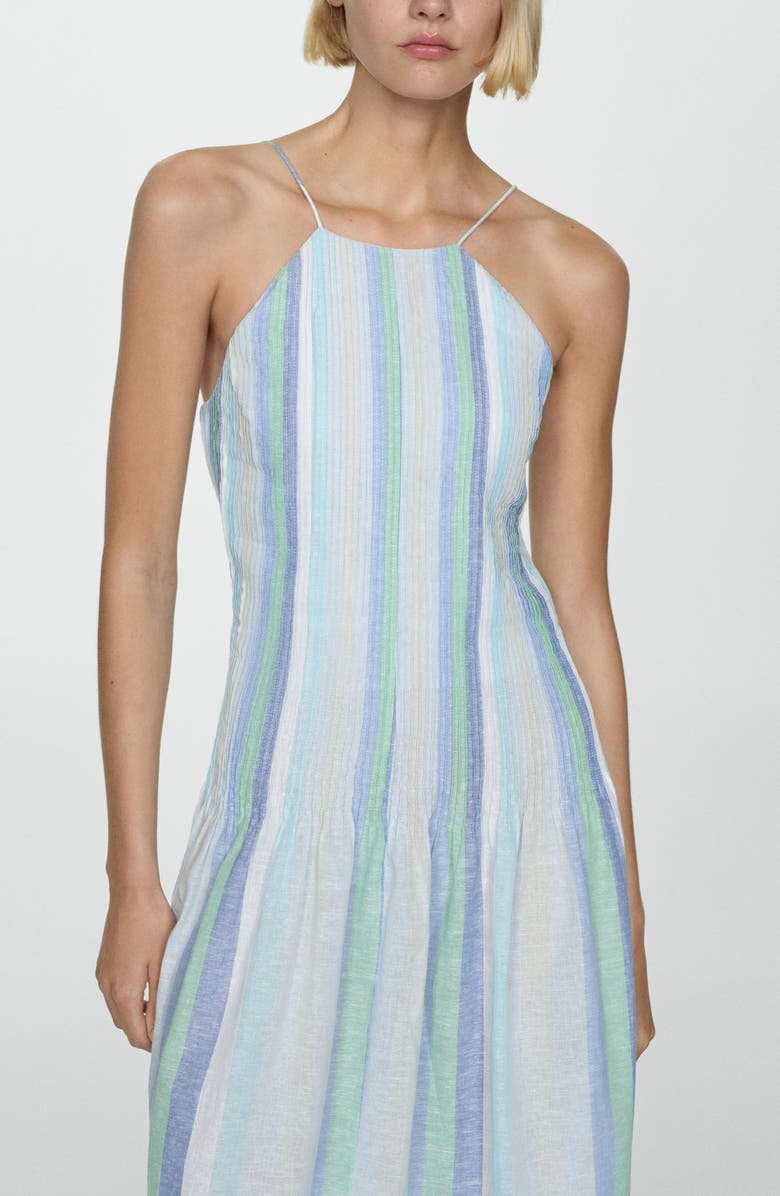 MANGO Stripe Linen Blend Dress, Alternate, color,