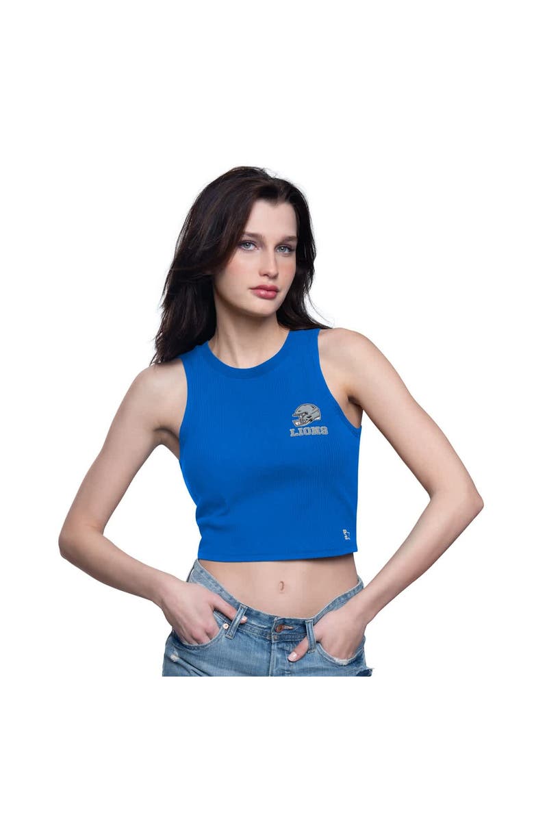STARTER Women's Starter  Blue Detroit Lions Show Up Cropped Tank Top, Main, color, Blue
