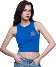 STARTER Women's Starter  Blue Detroit Lions Show Up Cropped Tank Top