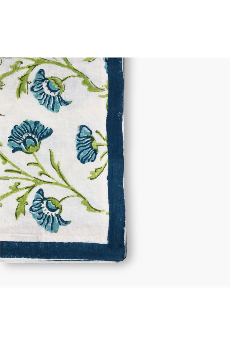 Bella Hand Printed Table Runner - Olive Green & Blue, Alternate, color, Olive Green & Blue