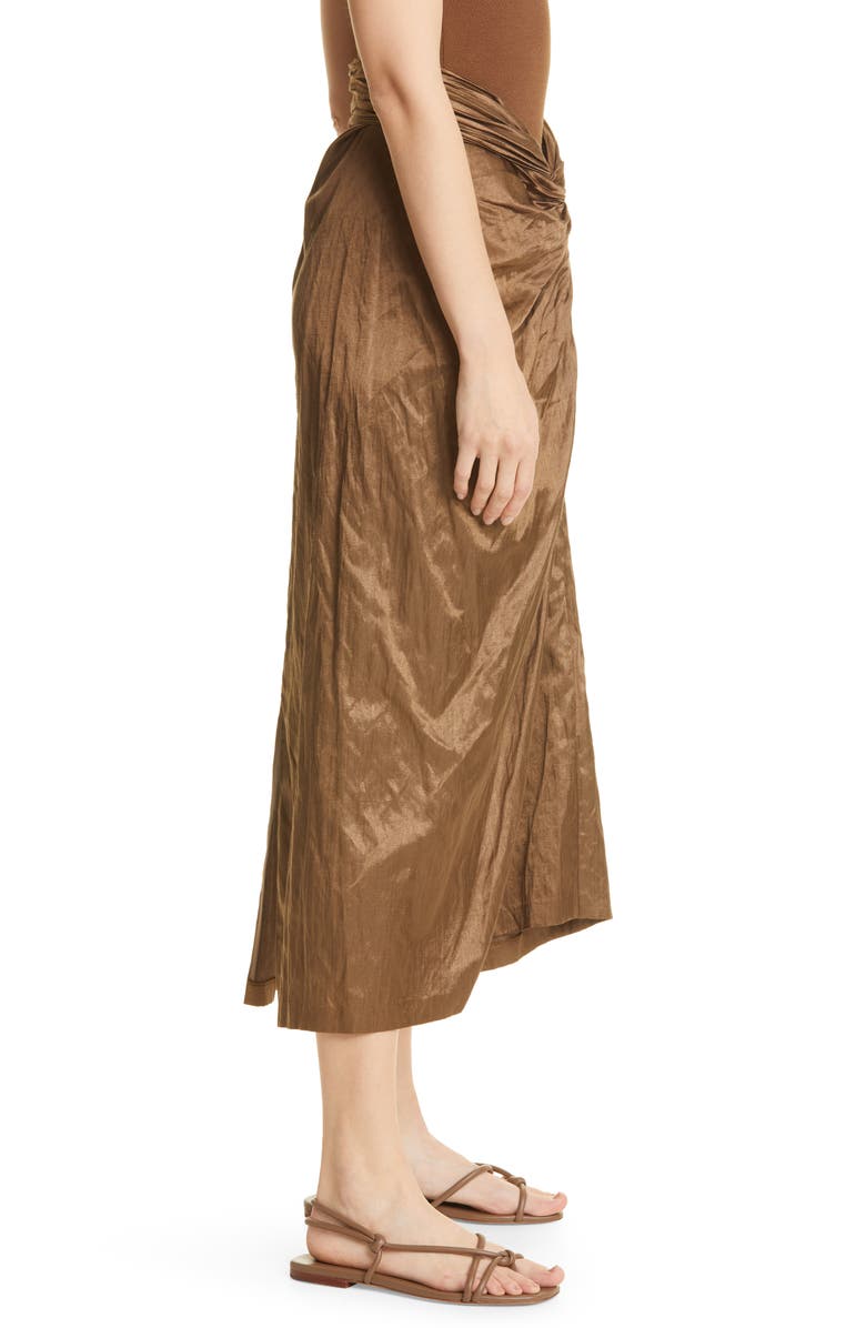 Vince Metallic Twist Front Cotton Blend Skirt, Alternate, color, Cottonwood