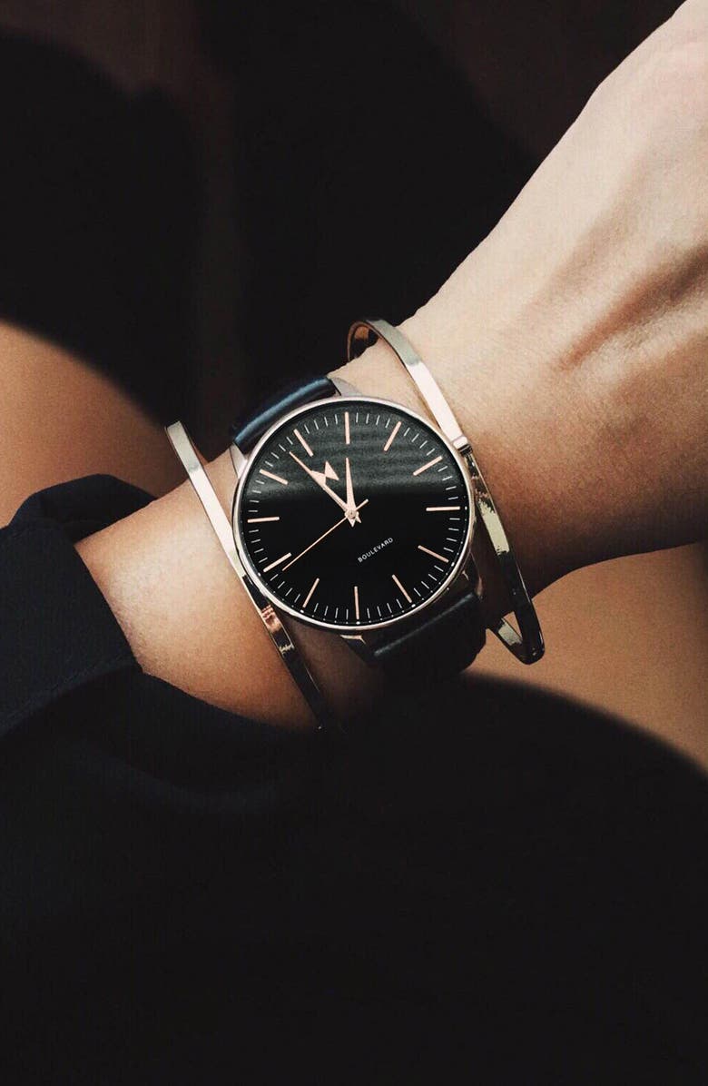 MVMT WATCHES MVMT Boulevard Leather Strap Watch, 38mm, Alternate, color, 