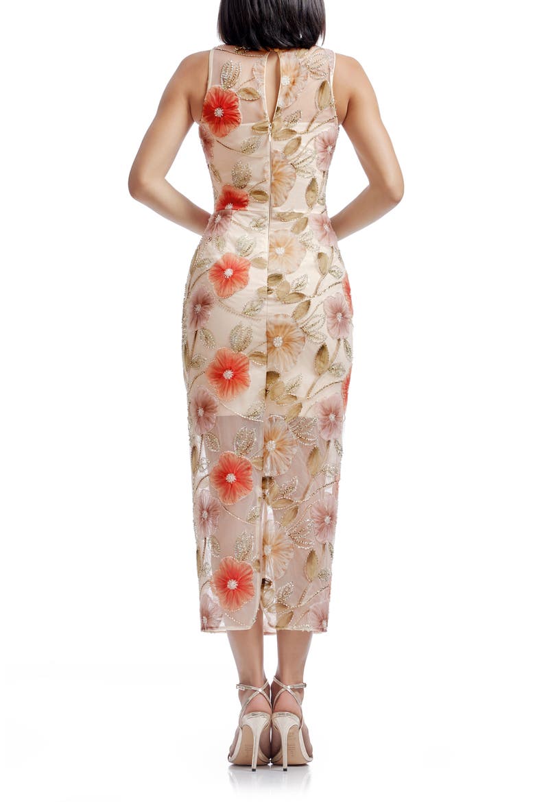 Helena Beaded Floral Applique Sheath Gown, Alternate, color, CHAMPAGNE MULTI