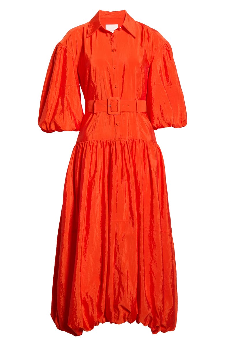 Cinq à Sept Daliah Belted Puff Sleeve Shirtdress, Alternate, color, Red Tangerine