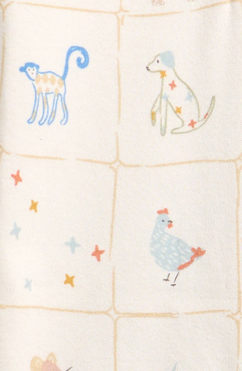 Pehr Long Sleeve Organic Cotton Henley Romper, Alternate, color, Animal Shuffle