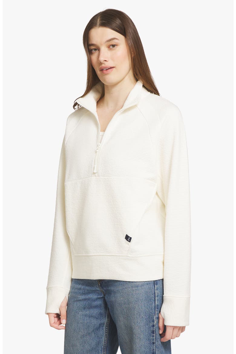 Jacquard Quarter Zip Pullover, Alternate, color, EGRET