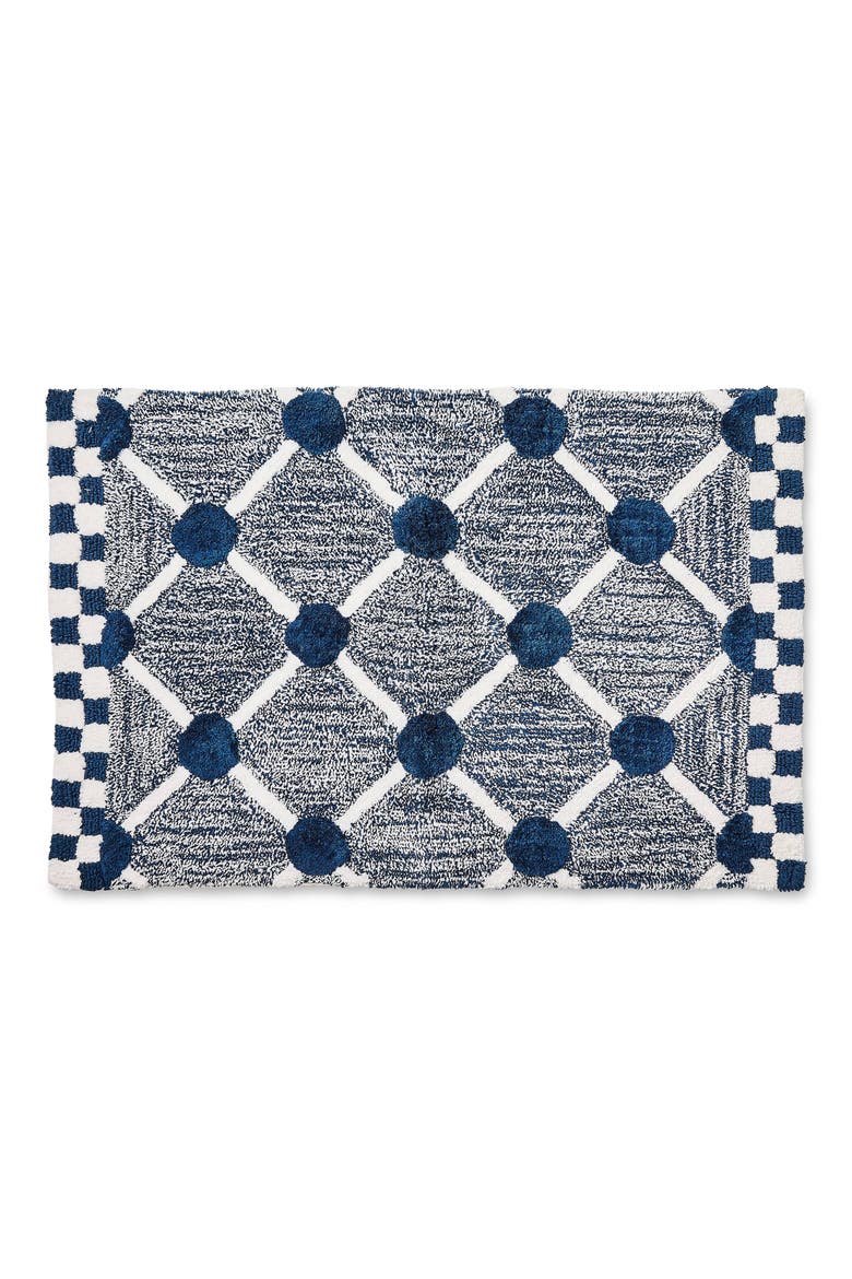 Lattice Dot Bath Rug, Main, color, NAVY