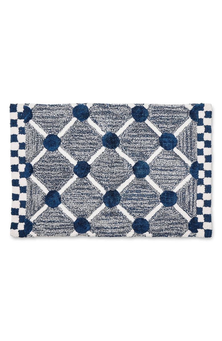 MACKENZIE CHILDS Lattice Dot Bath Rug, Main, color, Navy