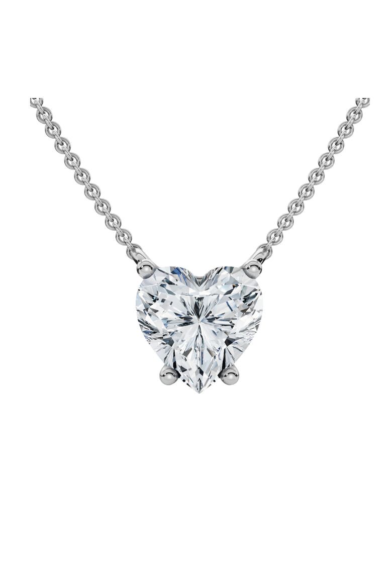 1Ct Heart Shape Diamond Solitaire Diamond Pendant 14k Gold Necklace Lab Grown, Main, color, 14k White Gold