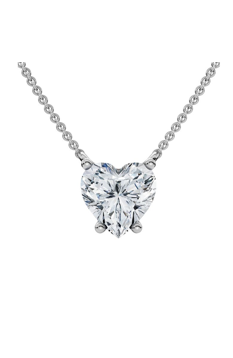 Bliss Diamond 1Ct Heart Shape Diamond Solitaire Diamond Pendant 14k Gold Necklace Lab Grown, Main, color, 14K White Gold