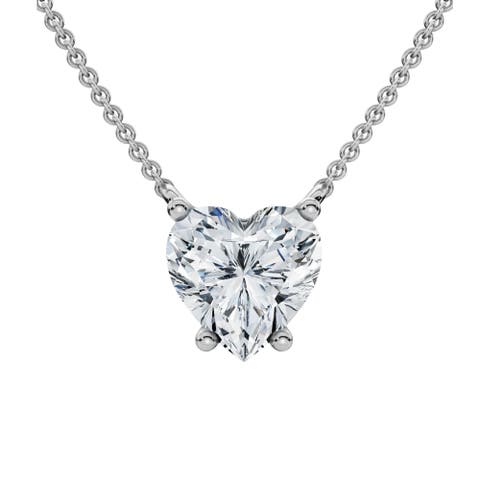 1Ct Heart Shape Diamond Solitaire Diamond Pendant 14k Gold Necklace Lab Grown