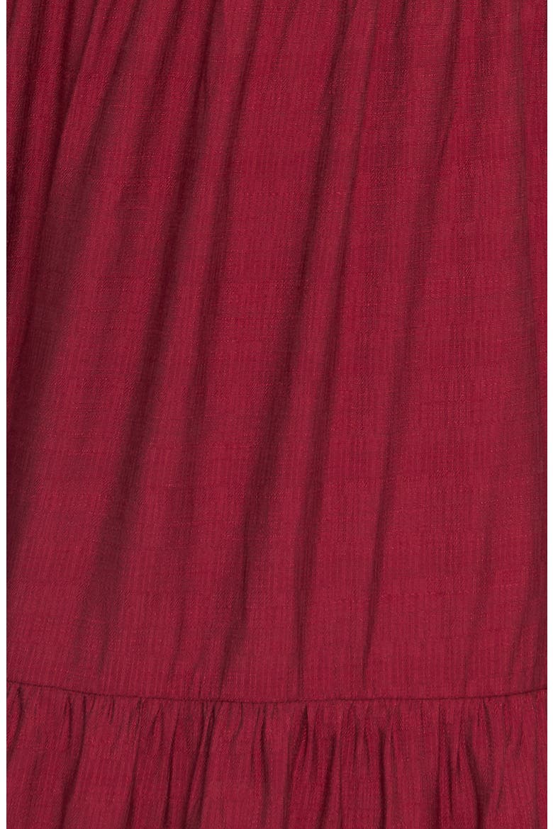 Flutter Cap Sleeve Tiered Maxi Dress, Alternate, color, DEEP RED