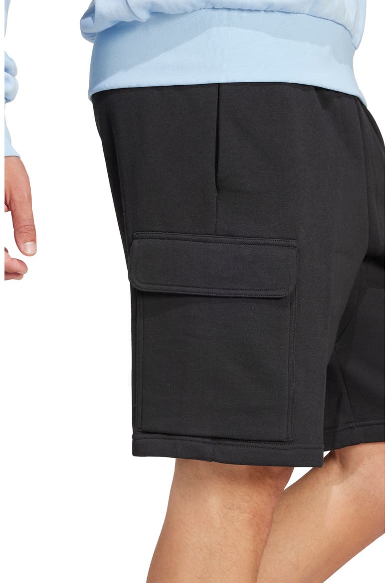 Essentials Feelcozy Fleece Cargo Shorts, Alternate, color, BLACK/ WHITE