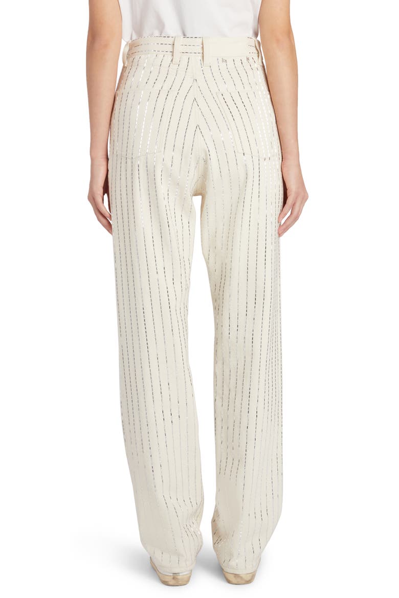 Kim Studded Stripe Cotton Denim Straight Leg Jeans, Alternate, color, HERITAGE WHITE