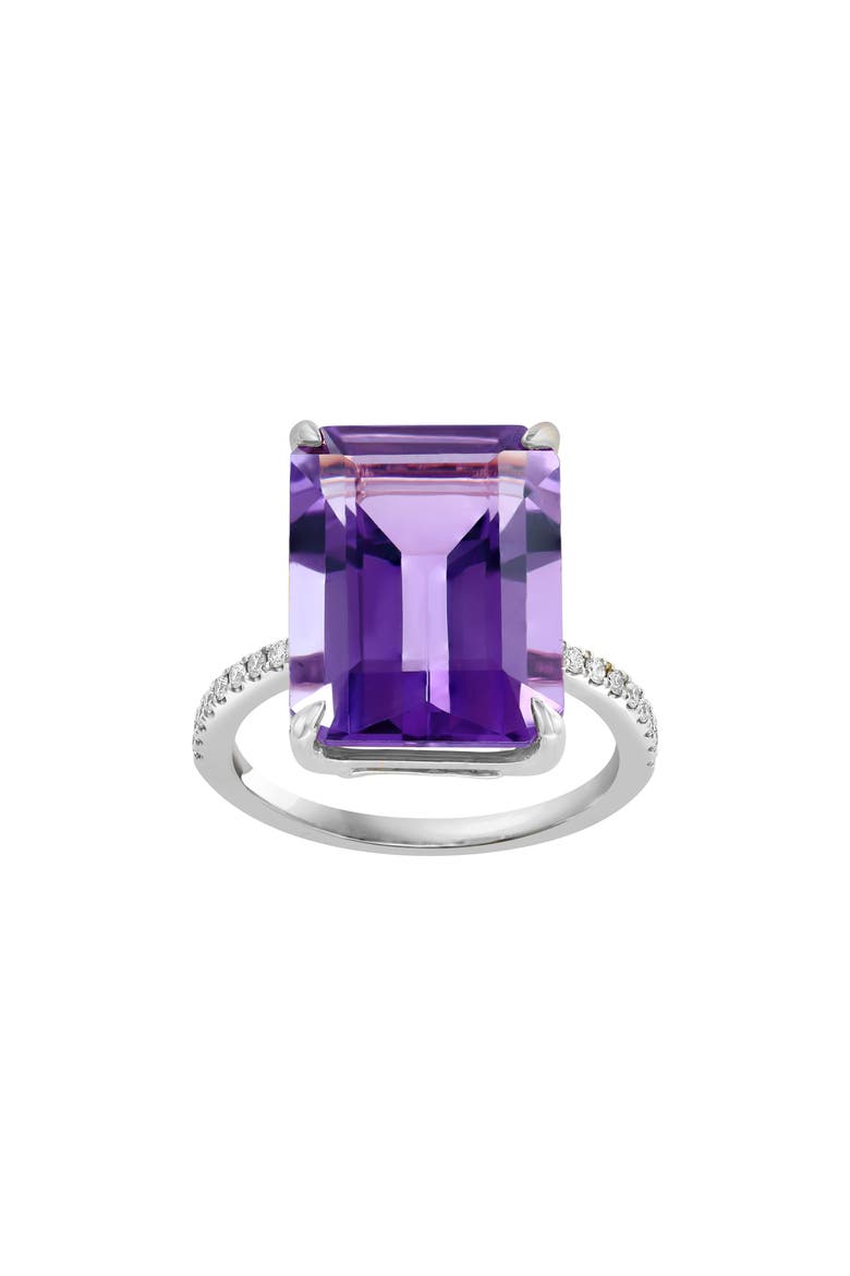 Sterling Silver Emerald Cut Amethyst & White Sapphire Ring, Alternate, color, 400