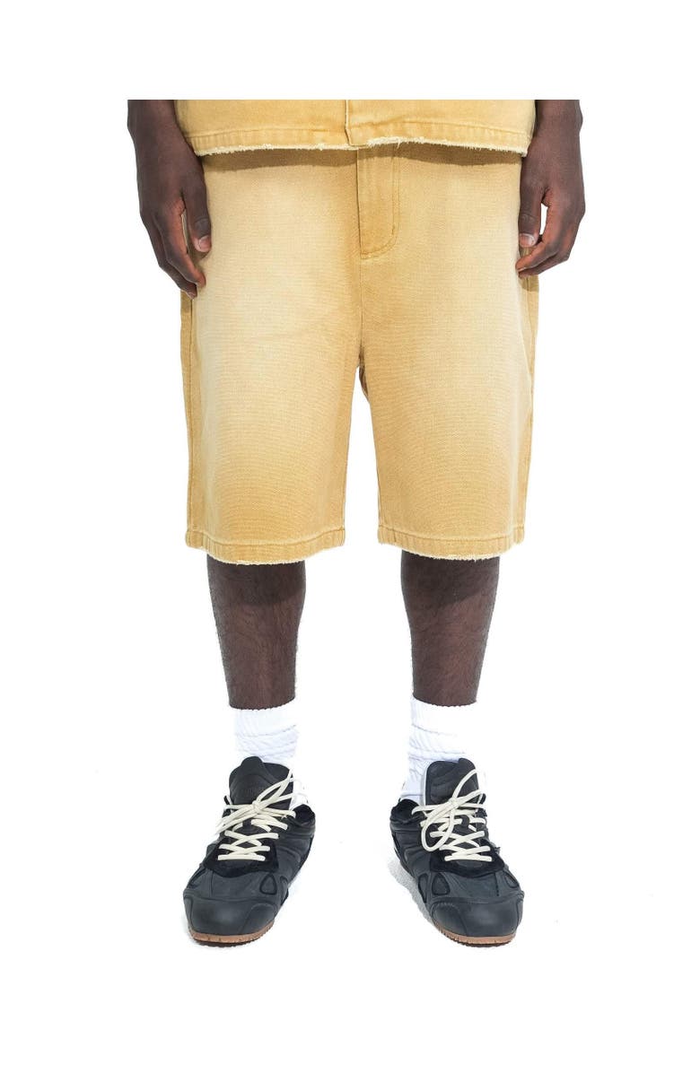 SAINT PERRY Worn Bull Denim Short, Alternate, color, Coffee