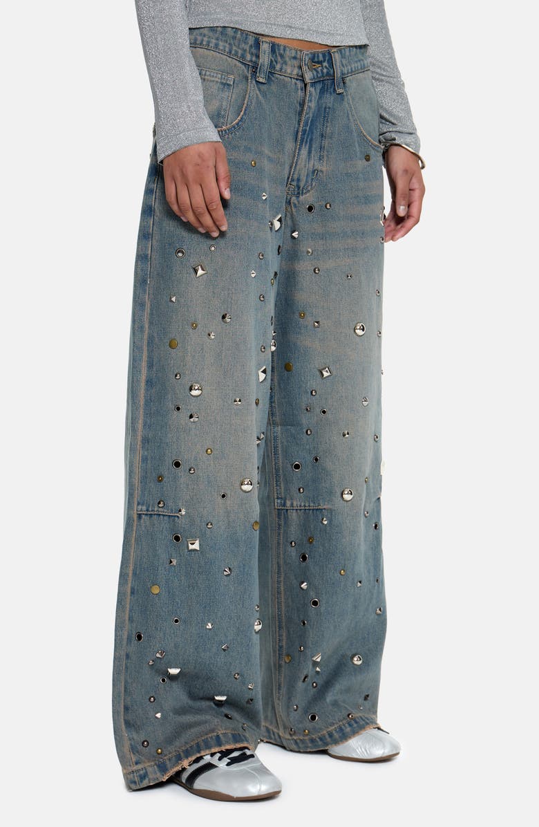 JADED LONDON Colossus Embellished Baggy Wide Leg Jeans, Alternate, color, Denim