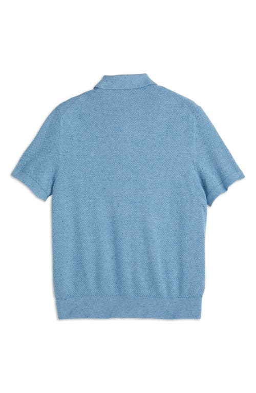 Scotch & Soda Textured Stitched Knit Polo In Blue