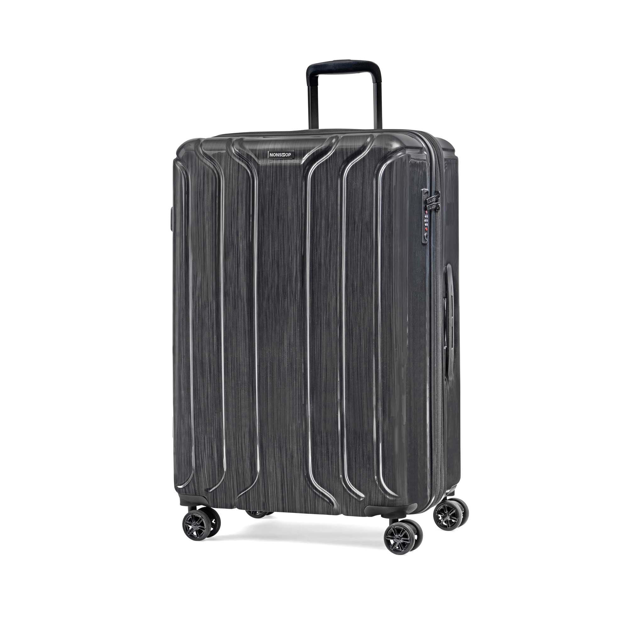 NONSTOP New York Elite Lightweight Expandable 3 Piece spinner Luggage Set  +3 packing cubes, Alternate, color, Charcoal