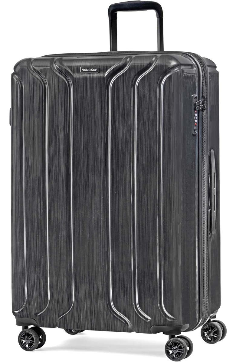 NONSTOP New York Elite Lightweight Expandable 3 Piece spinner Luggage Set +3 packing cubes, Alternate, color, Charcoal
