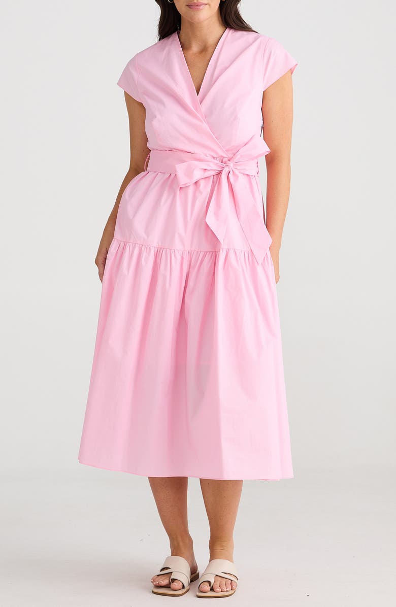 Brave+True Posey Wrap Front Cotton Dress, Main, color, Pink