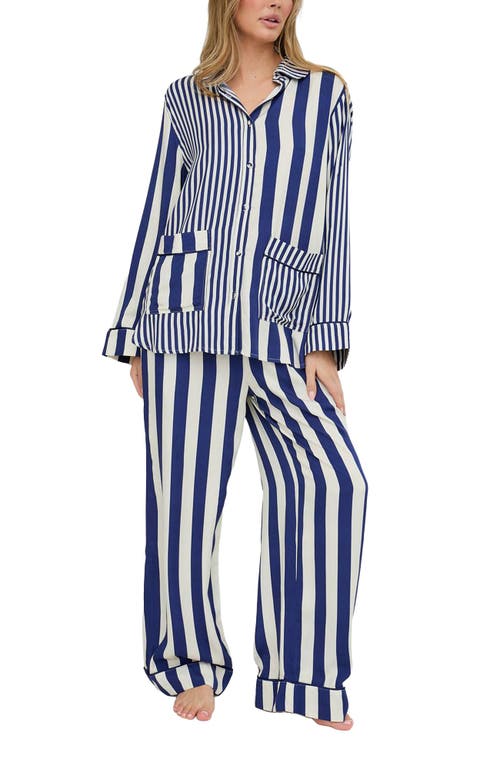 Lily And Lionel London Evie Long Sleeve Print Pajama Set In Blue