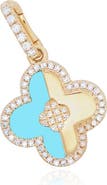 The Lovery Fine Jewelry Turquoise and Gold Diamond Clover Charm