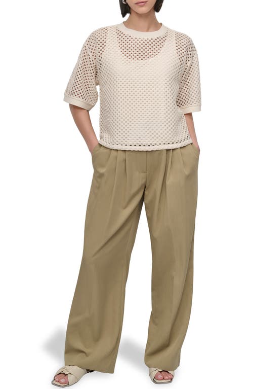 Dkny Open Stitch Short Sleeve Top In Neutral
