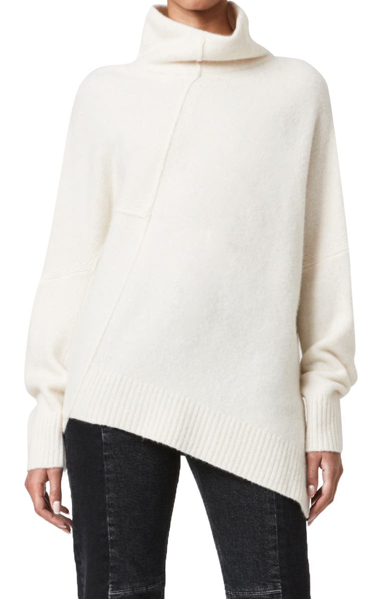 AllSaints Lock Roll Neck Wool Blend Sweater, Main, color, Alabaster White