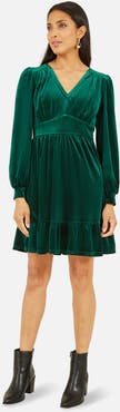 Yumi Velvet Long Sleeve Skater Dress