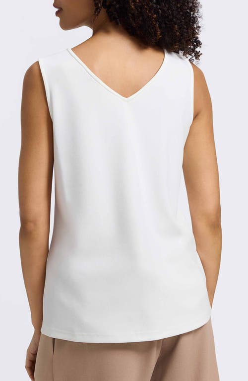 Foxcroft Callie Sleeveless Crepe Knit Top In White