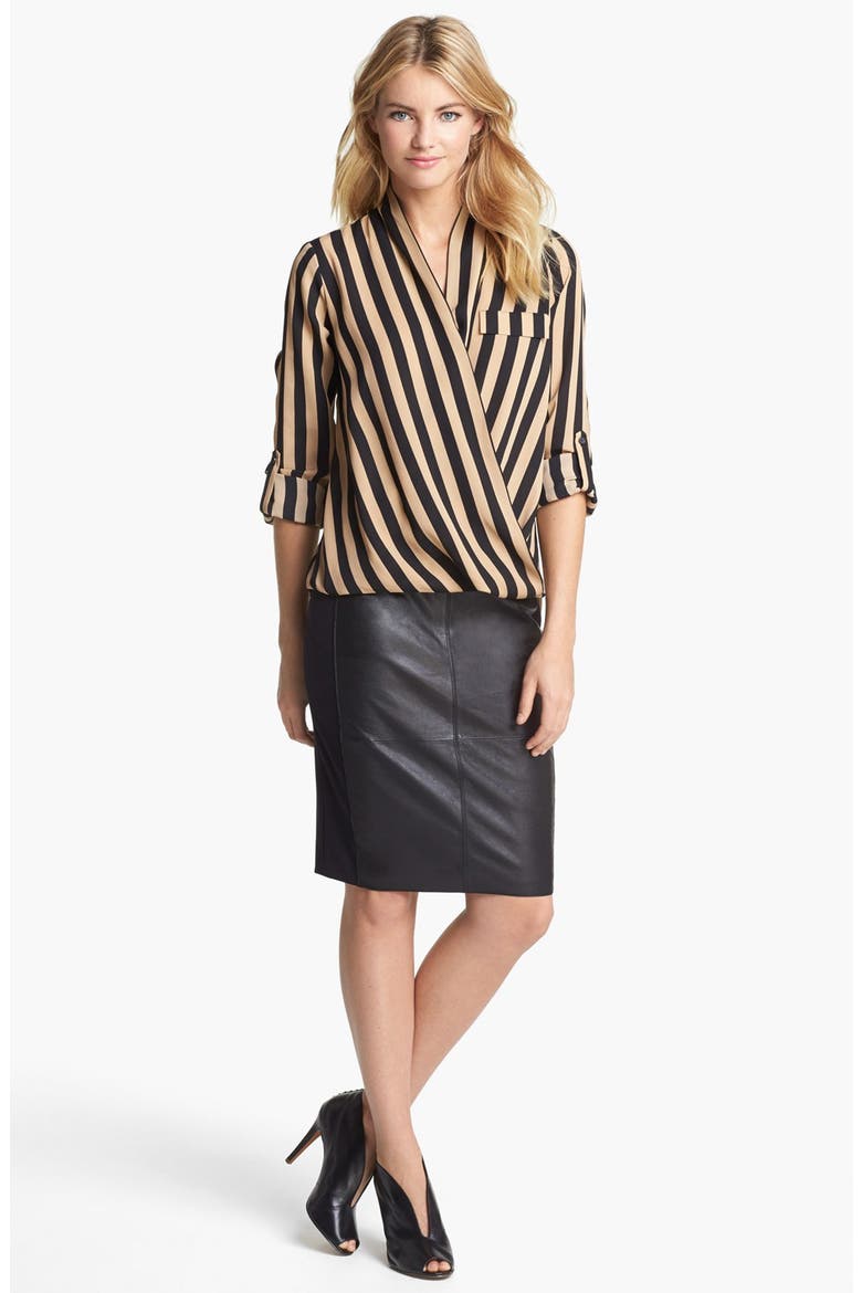 Leather & Ponte Pencil Skirt, Alternate, color, BLACK