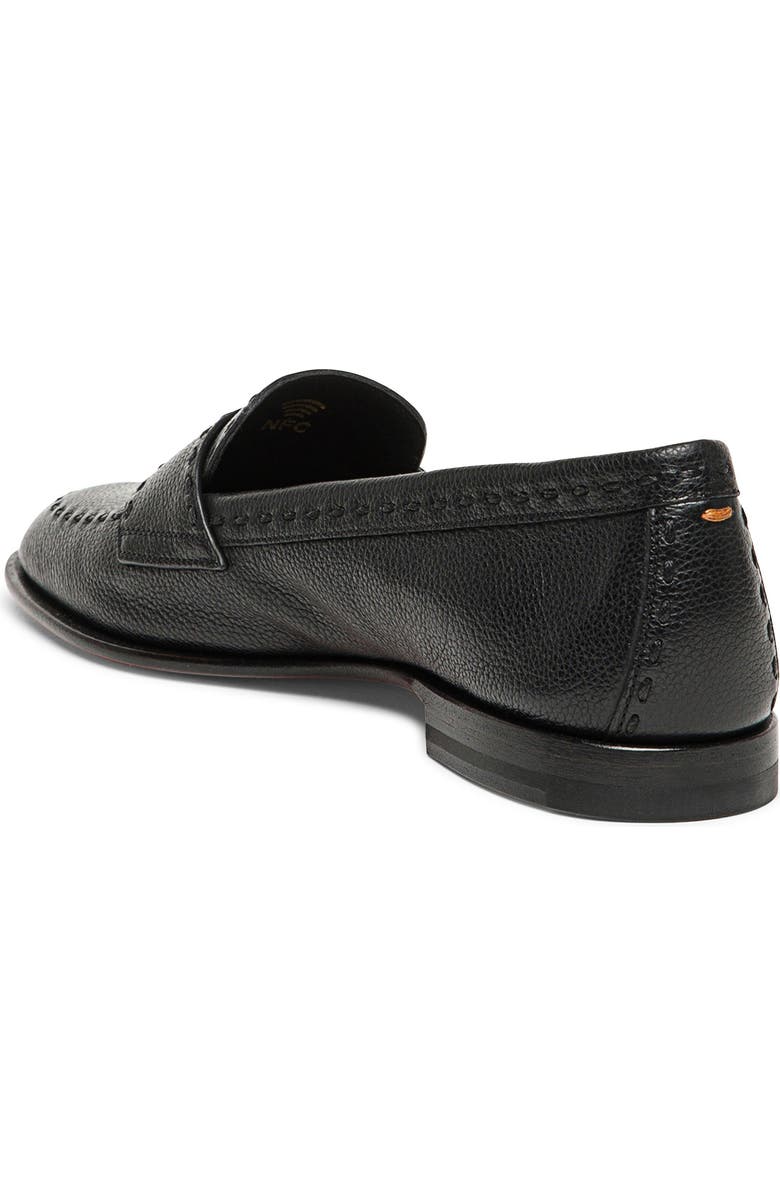 Santoni Women's tumbled leather penny loafer, Alternate, color, Black