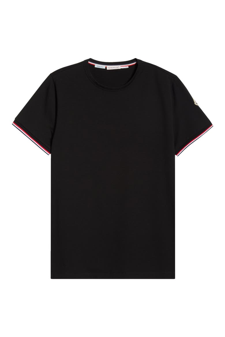 Tipped Cotton Stretch Jersey T-Shirt, Alternate, color, BLACK
