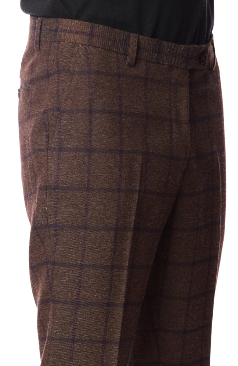 PAISLEY & GRAY Downing Slim Fit Flat Front Windowpane Dress Pants, Alternate, color, Brown Violet Windowpane