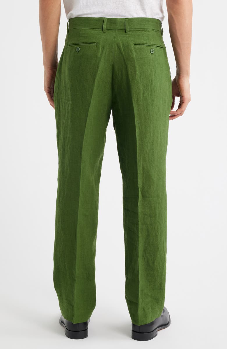 Percival Flat Front Linen Chinos, Alternate, color, Forest