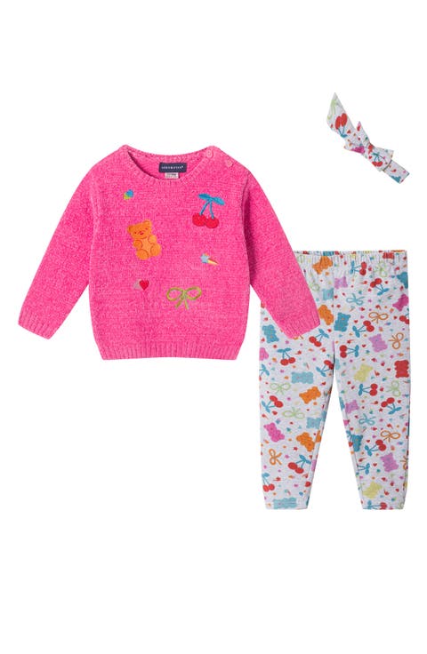 Chenille Sweater, Leggings & Headband Set