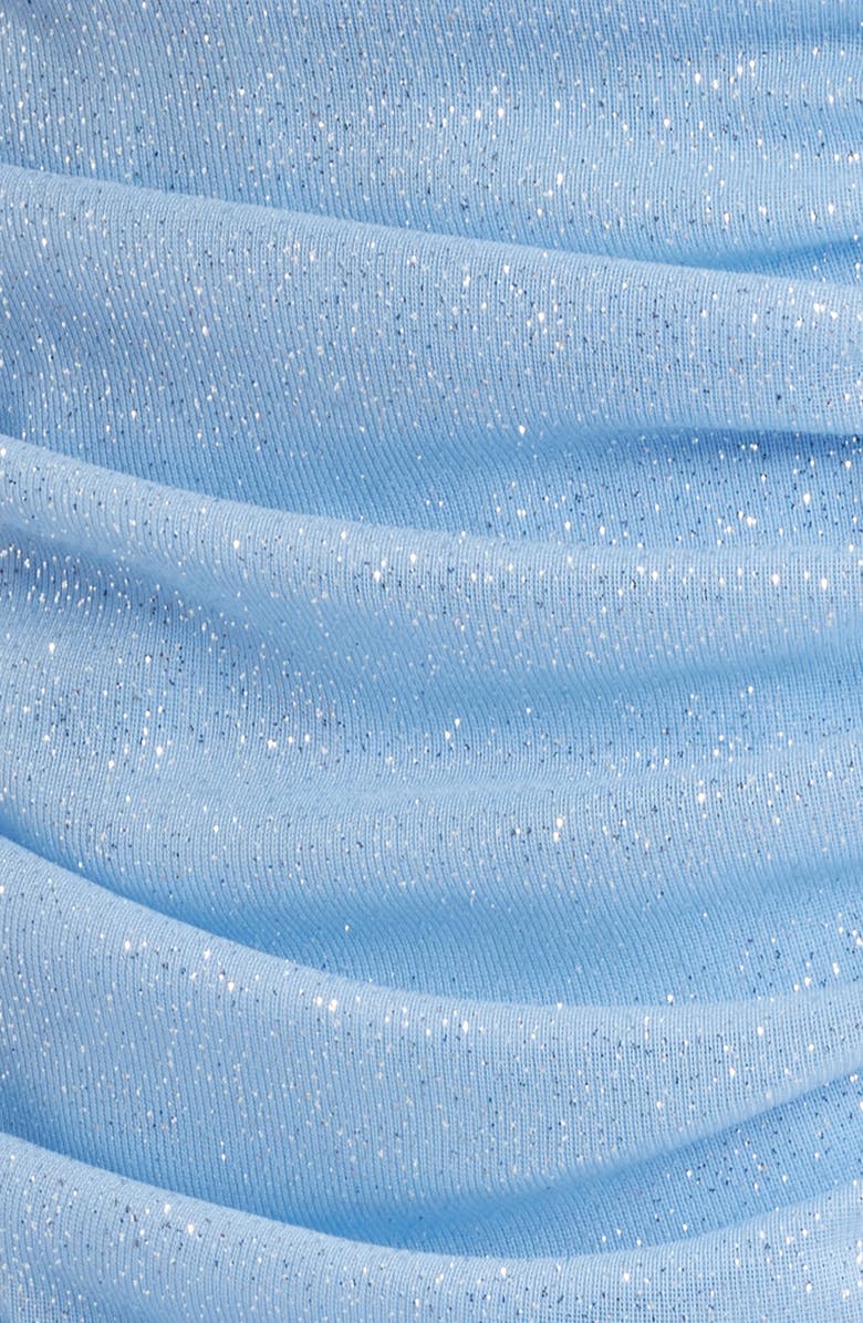 Jump Apparel Metallic Shirred Drop Waist Cocktail Minidress, Alternate, color, Light Blue