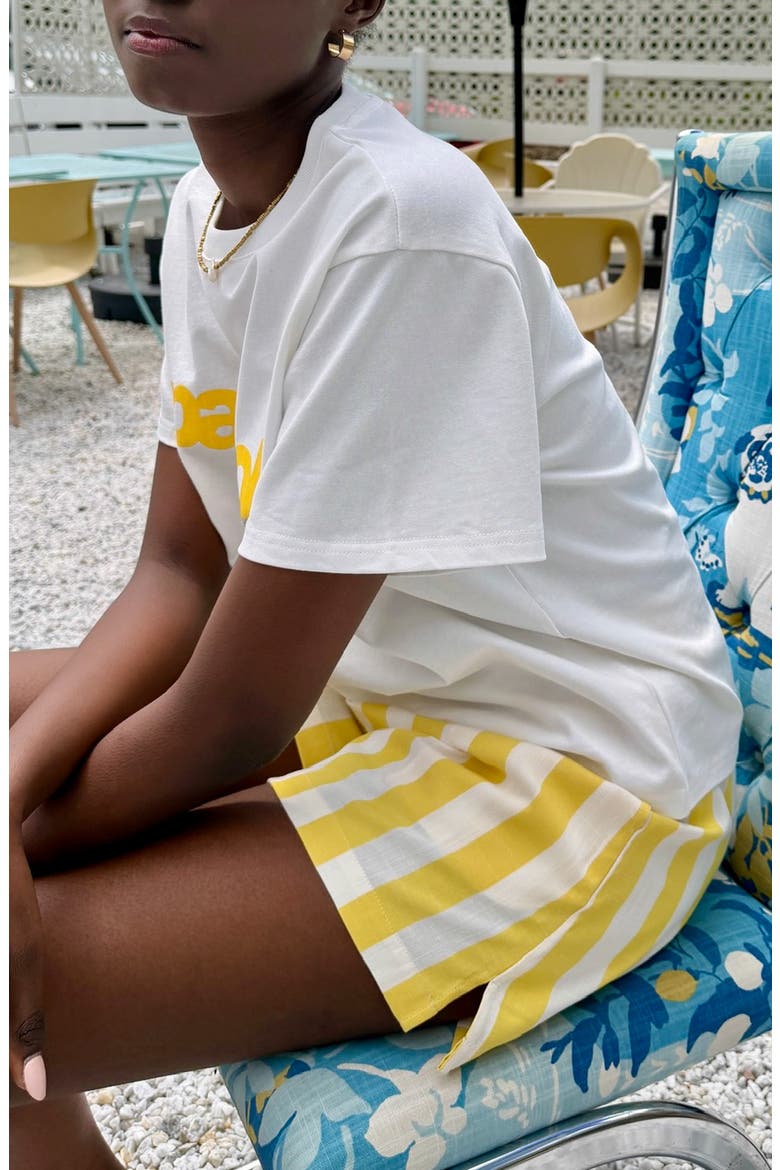 The Paloma Stripe Shorts, Alternate, color, YELLOW
