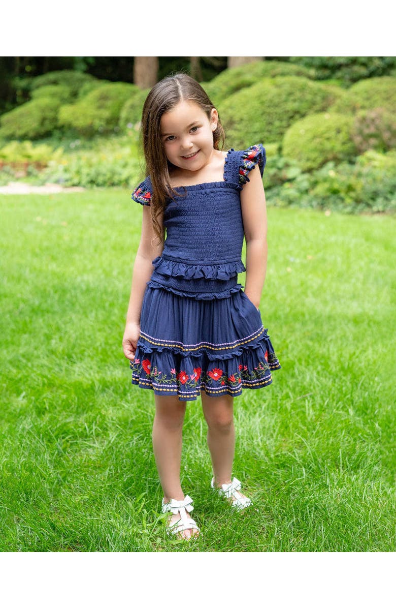 Change of Scenery Zoe Smocked Bodice Embroidered Ruffle Dress, Alternate, color, Gardenia Embroidery