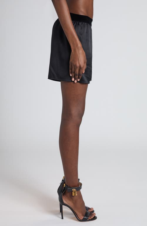 Tom Ford Hendrix Floral Stretch Silk Satin Pajama Shorts In Off White Black