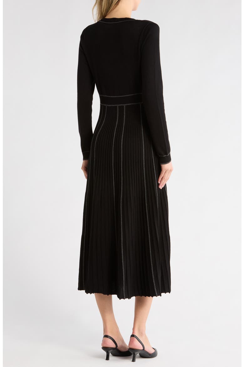 Long Sleeve Piped Sweater Dress, Alternate, color, BLACK/ CHARCOAL