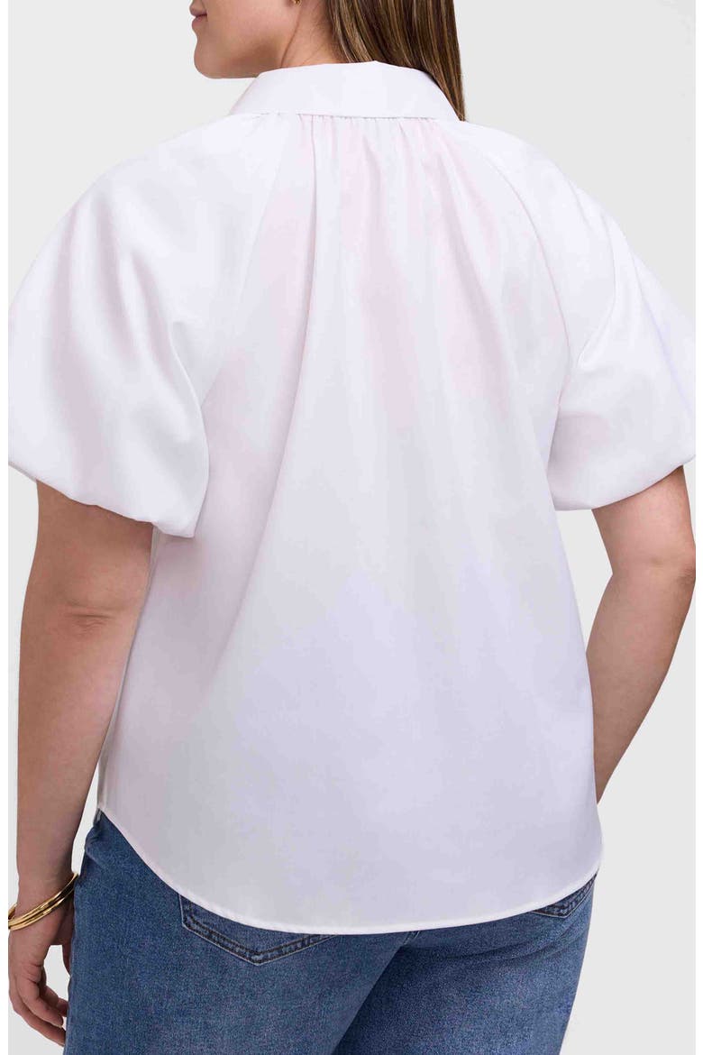 Paula Puff Sleeve Cotton Blend Button-Up Shirt, Alternate, color, WHITE